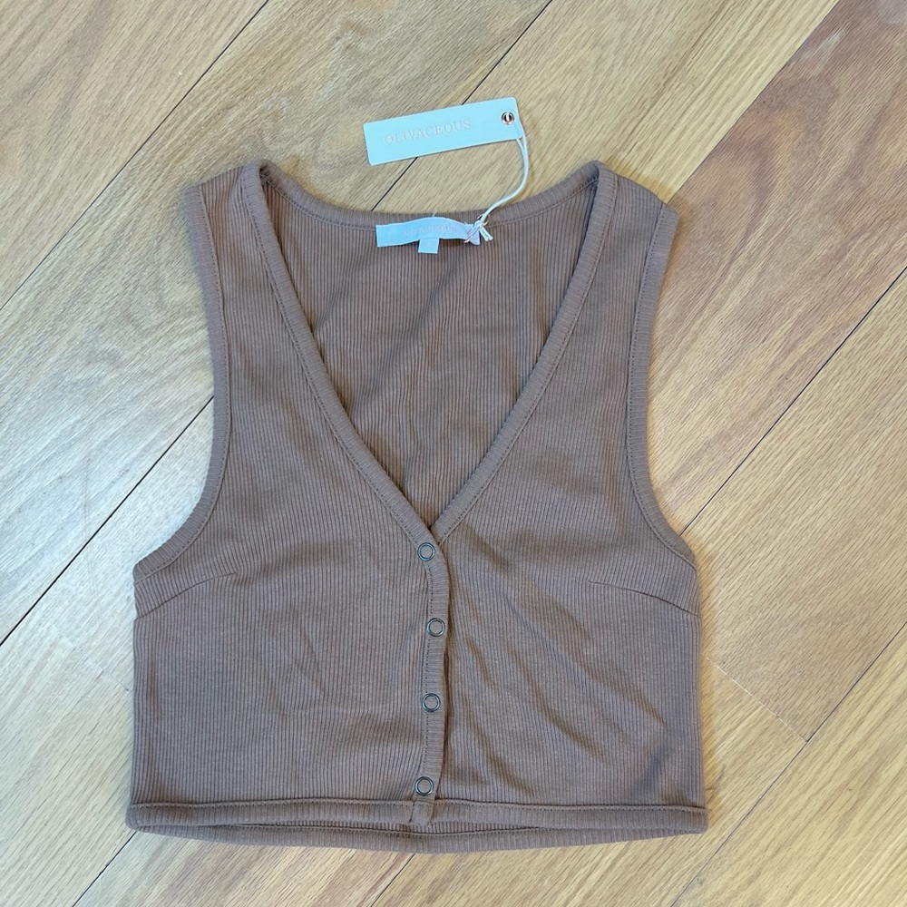 OLIVACEOUS | rib v-neck crop